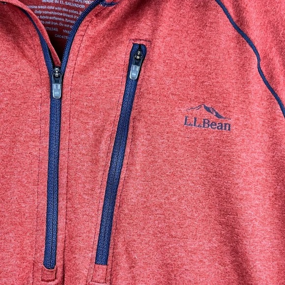 LL Bean Men's XL Slightly Fitted 1/4 Zip L/S Activewear Hiking Trail Red Ochre - Picture 2 of 8